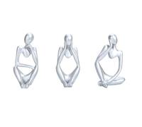 TerraKey Juego de 3 mini figuras de resina izquierda-derecha, escultura nórdica abstracta, decoración de escritorio para el hogar, oficina, estantería, adornos de regalo en plateado