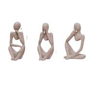 TerraKey Juego de 3 mini figuras de resina izquierda-derecha, escultura nórdica abstracta, decoración de escritorio en casa, oficina, estantería, adornos de regalo, color gris