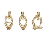 TerraKey Juego de 3 mini figuras de resina izquierda y derecha, escultura nórdica abstracta, decoración de escritorio para el hogar, oficina, estantería, regalo en dorado