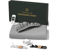 Terraluxe Sábana de Cama con conexión a Tierra (tamaño King, 78 Pulgadas de Ancho x 80 Pulgadas de Largo), algodón orgánico 94%, Plata Pura 6%, Certificado Gots, Gris, Fresca, Suave, Transpirable