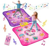 TERRAMUS Alfombra de baile para niños de 3 a 12 años, alfombrilla de juego para 1 y 2 jugadores con luz LED y Bluetooth, alfombrilla de juego con música integrada y 9 niveles, regalo para niñas y
