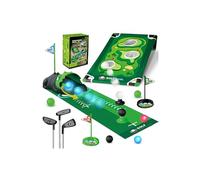 TERRAMUS Set de Golf 3 en 1 para Niños con Devolvedor de Golf Automático de Dinosaurio, Tablero de Cornhole de Golf, Pelotas Iluminadas con LED, Tapete de Putting,Juguetes,Juegos de Mini Golf Pequeños