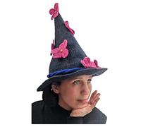 Terrapin Trading Sombrero de fieltro nepalí | Mago brujo negro | Talla única | Disfraz de festival