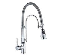 Terrar grifo de cocina, grifo de lavabo de cocina de una sola palanca de alto argumento de argumento de la palanca de alta palanca, grifo de lavandería de 2 funciones, acabado cromado de latón
