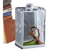 TerrariaPro Jumping Spider Enclosure, Transparent Acrylic, Habitat Tank | Clear - Escape-proof terrarium with cross ventilation holes for small arachnids, mantises, and jumping spiders | Encl