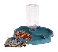 Terrario Accesorios, Tortoise Water Bowl 2 en 1 Reptile Water Bowl Reptile Reptilable Automático Tortoise Food Bowl Accesorios de Tortuga para Reptile Pet Blue