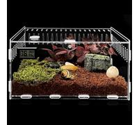 Terrario Acrílico 30x20x15 cm - Caja de cría para Reptiles, Caracoles, Arañas y Escorpiones - Habitat Portátil con Tapa - Ideal para Comida, Observación o Transporte