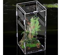Terrario acrílico 360 ° Terrario de Caracol Terrarium: Nizirioo 12 x 12 x 20 cm Caja de alimentación para Reptil, Mini Terrario acrílico Transparente para Spide, Escorpión, Mantis Religiosa