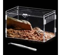 Terrario acrílico Behogan: 20 x 12 x 12 cm, mini terrario transparente, caja de alimentación para reptiles, terrario, caja para ranas cornudas, lagartos, serpientes