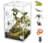 Terrario acrílico para reptiles de fácil montaje, transparente de 360° y diseño seguro para arañas saltarinas, tarántulas, gecos, resistente a los arañazos, terrario de hábitat ventilado grande para
