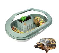 Terrario acrílico para tortugas de agua, 35,5 x 21,3 x 12,3 cm, transparente, terrario, con parte de tierra y colador para cangrejos ermitaños, geckos, cangrejos y cangrejos de tierra
