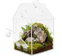 Terrario de araña de salto, faunario, apertura frontal, vivario con orificio de alimentación, terrario acrílico, para mantis religiosas, cangrejos ermitaños, caracoles y reptiles en miniatura, 12 x 12