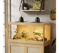 Terrario de Madera, Visibilidad de 360° Terrarium con Techo de Malla, ventilación y Pestillo de Seguridad, Terrario para Reptiles,Serpientes, Anfibios, Casa para Tortugas, 100x50.8x52.3cm