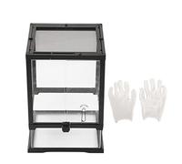 Terrario de Vidrio para Reptiles, Tanque Multiusos a Prueba de Escape, Transparente, Transpirable, Tanque de Selva Tropical Dividido para Reptiles