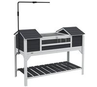 PawHut Recinto para Tortugas con Soporte Lámpara Ajustable Gris