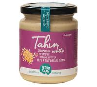 TerraSana Pasta de sésamo blanco Tahin Bio Tahin - Pasta pura de semillas de sésamo orgánicas peladas para hummus, yogur, salsas y aderezos, (1 x vaso de 500 g) tahini, líquido, para la producción de