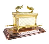 TerraSantaStore Gran Arca de Tierra Santa de la Alianza, modelo de cobre chapado en oro, réplica de estatua de mesa, decoración de escritorio para el hogar, joyero, joyero, Judaica de Jerusalén