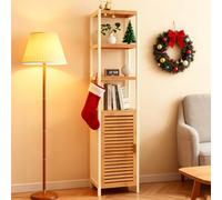 TerraVibe Mueble Alto de baño, estantería de de bambú, toallero, Mueble de baño Alto Estrecho con 1 Puerta, de almacenaje para, de para Pasillo, Cocina, salón (Beige)