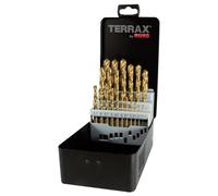 TERRAX A250215T - Juego de 25 brocas DIN 338 Tipo N HSS-TiN rectificadas