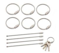 Terraxis 10 Piezas Anillos Llavero de Cable de Acero Inoxidable, 2 x 150 mm, Aros de Alambre Flexibles con Cierre Roscado para Etiquetas de Equipaje, Llaves, Colgantes y Manualidades