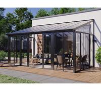 Terraza cerrada de aluminio y policarbonato con protección UV - 15,8 m² - antracita - MATHILDA