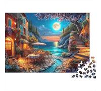 Terraza Mediterránea Puzzle de 1000 Piezas Papel para Adultos Paisaje Nocturno Juego de Puzzle para Toda la Familia Decoración Regalo 38x26cm/1000pcs
