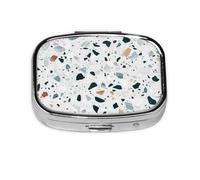 Terrazo Mármol Pastel, Pastillero cuadrado para bolsillo o monedero, pequeño contenedor de pastillas, organizador de pastillas de viaje