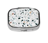 Terrazo Mármol Pastel, Pastillero cuadrado para bolsillo o monedero, pequeño contenedor de pastillas, organizador de pastillas de viaje