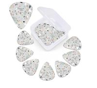 Terrazzo - Juego de 12 púas de guitarra de celuloide de diferentes grosores con caja de almacenamiento de púas de guitarra personalizada, para púas de guitarra acústica, paquete de 12 unidades