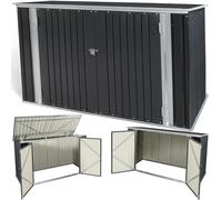 TERRE JARDIN Caseta de Jardín Cobertizo Metálico 210 x 105 x 130 cm, Arcón de Almacenamiento Exterior Acero Galvanizado Techo Abrible, Doble Puerta y Pestillo, Almacenamiento de Bicicletas