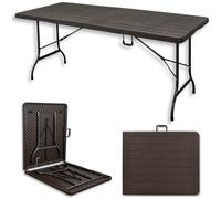 TERRE JARDIN - Mesa Plegable, 8 Plazas 180 x 74 x 74 cm 175 kg Máx - Mesa Plegable Exterior, Interior Rectangular - Mesa de Jardín Plegable Blanca, Buffet, Fiestas, Camping - Estable y Robusta