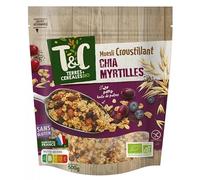 Terres Et Cereales Crujientes Granola Arándanos Orgánicos Chia - 500 g, sabor natural y saludable - Paquete de 3