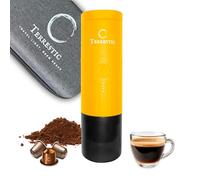 Terrestic Cafetera expreso eléctrica portátil Dose + estuche rígido de transporte: para café molido y cápsulas Nespresso, funciona con pilas y se carga por USB-C, ideal para coche, camping y oficina.