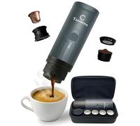 Terrestic Cafetera expreso eléctrica portátil Dose + estuche rígido de viaje - Para café molido y cápsulas Nespresso, funciona con pilas y se carga por USB-C, ideal para coche, camping (Gris grafito)