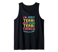 Terri está aquí Haciendo Cosas graciosas con el Nombre de Terri Camiseta sin Mangas