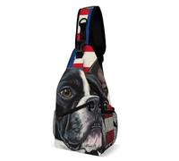 Terrier Americano Con Bandera De Ee. Uu. Unisex Bolso Bandolera Multiusos Bolsos De Hombro Pequeño Bolsa De Pecho Para Uso Diario Deporte Acampar