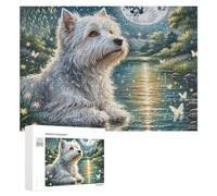 Terrier Blanco de West Highland Puzzle 300 Piezas Obra De Arte Colorido Linda Mascota Rompecabezas Familiar para Adultos Y Niños A 12 Años Aliviar Estrés Decoración Hogar Moderno 300 PCS