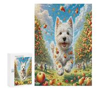 Terrier Blanco de West Highland Puzzle 300 Piezas Redondo Circular Rompecabezas 3D para Hombres Y Mujeres A 14 Años Decoración Hogar DIY Creativo Aliviar Estrés 300 PCS