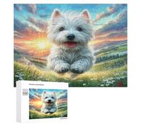 Terrier Blanco de West Highland Puzzle 500 Piezas Redondo Circular Cute Perro Pet Rompecabezas 3D para Hombres Y Mujeres A 14 Años Decoración Hogar DIY Creativo Aliviar Estrés 500 PCS