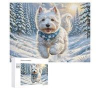 Terrier Blanco de West Highland Puzzle 500 Piezas Redondo Circular Linda Mascota Rompecabezas 3D para Hombres Y Mujeres A 14 Años Decoración Hogar DIY Creativo Aliviar Estrés 500 PCS