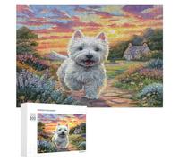 Terrier Blanco de West Highland Puzzles 300 Piezas Estera Portátil Animales Lindos Mascotas Rompecabezas para Adultos Y Niños A 12 Años Desafío Intelectual 3D Maquetas Construir DIY Moderno 300 PCS