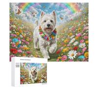 Terrier Blanco de West Highland Puzzles 500 Piezas Estera Portátil Linda Mascota Rompecabezas para Adultos Y Niños A 12 Años Desafío Intelectual 3D Maquetas Construir DIY Moderno 500 PCS
