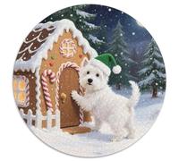 Terrier Blanco de West Highland Rompecabezas Redondo De 1000 Piezas Creativo Mascota Perro Regalos Presión Reducida para Adultos Y Niños 1000pcs (67.5x67.5cm)