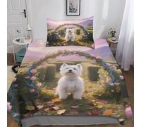 Terrier Blanco de West HighlandEleganteperro Mascota Funda De Edredón Y Juego Completo De Ropa De Cama, Poliéster Suave Y Duradero para Dormitorio O Hotel Single（135x200cm）