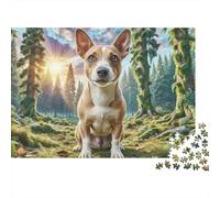 Terrier de Boston 1000 Piezas Rompecabezas Divertidos DecoracióN Familiar Terrier de Boston in Green Forest Jigsaw Juegos Educativos para Regalo 52x38cm/1000pcs