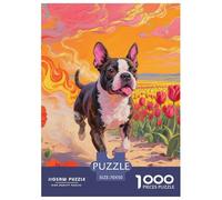 Terrier de Boston 1000 Piezas Rompecabezas Mascotas Lindas Rompecabezas para Adultos para Adultos Y Niños Rompecabezas De Decoración para Adultos 70x50cm/1000pcs