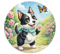 Terrier de Boston Puzzle Redondo Familiar Presión Reducida Perro Mascota Rompecabezas De 1000 Piezas Regalos Originales De Navidad Y Cumpleaños1000pcs (67.5x67.5cm)