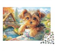 Terrier de Yorkshire 1000 Piezas Rompecabezas Clásico Actividades Familiares Lindo Cachorro Sentado en una Taza de té Jigsaw Juegos Educativos para Adultos 70x50cm/1000pcs