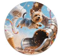 Terrier de Yorkshire1000 Piezas Mascota perroPuzzle Redondo Regalo Niños, Juguetes Descompresión Adultos, Puzzle Grande Difícil, Juego Rompecabezas Circular1000pcs (67.5x67.5cm)