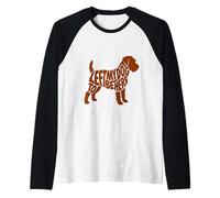Terrier Dog Art Phrase Retro Distressed Silhouette Vintage Camiseta Manga Raglan